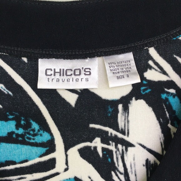 Travelers Chico's Slinky Knit Midi Dress Size 3 XL Modern Art Abstract Colorful - Picture 5 of 12